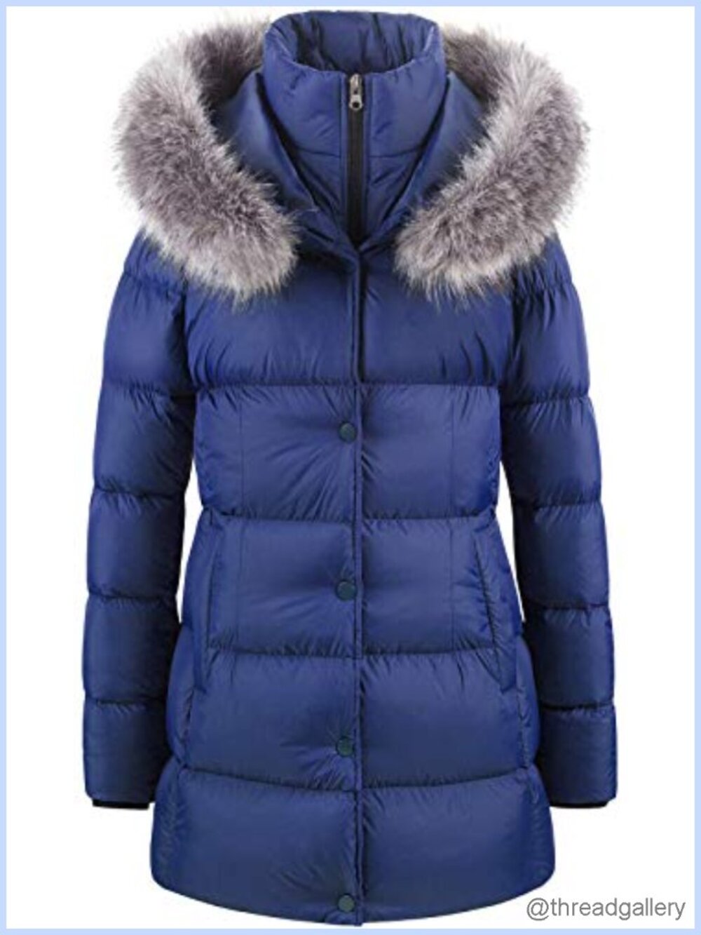 Long Fur Puffer Coat Winter Snow Jacket Removable Faux Fur Trim